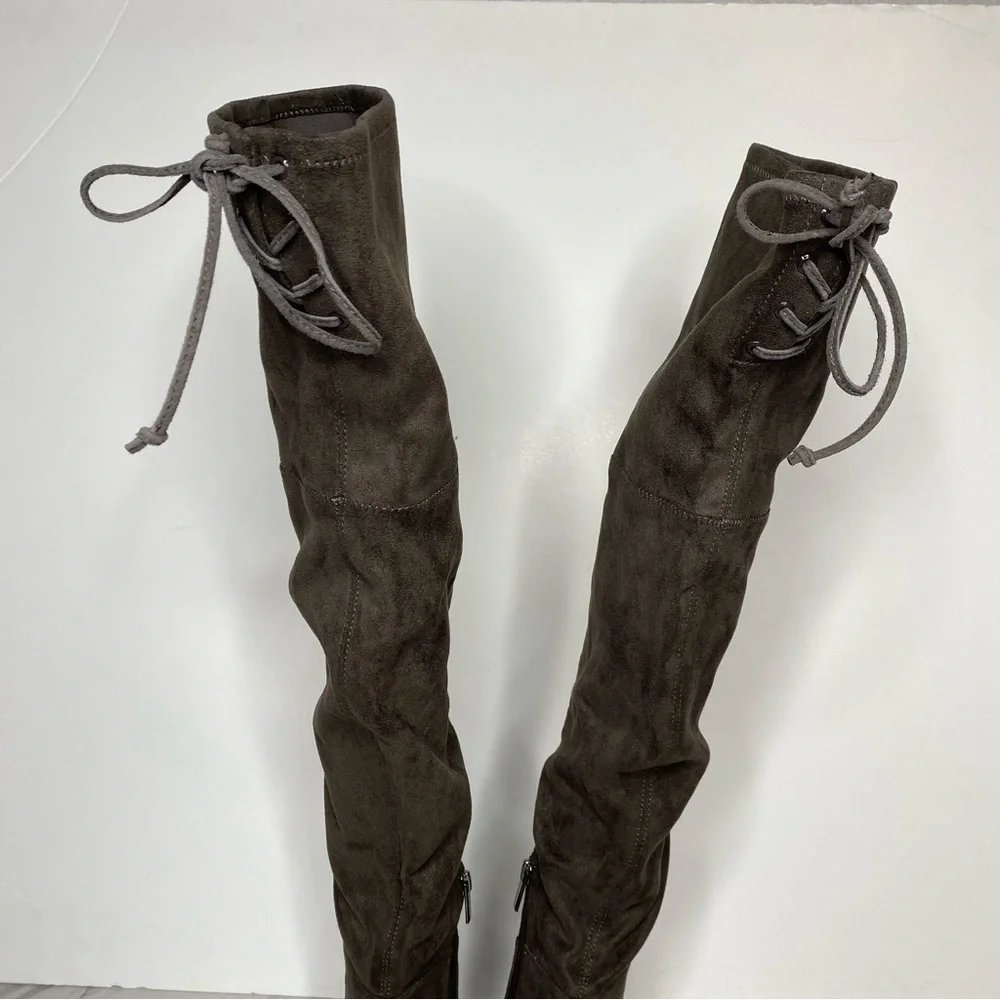 New! Vince Camuto Tapley Gray Faux Suede Over The Knee Boot 8.5 M